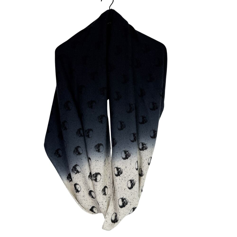 Skull Cashmere Infinity scarf Black Gray Ombre